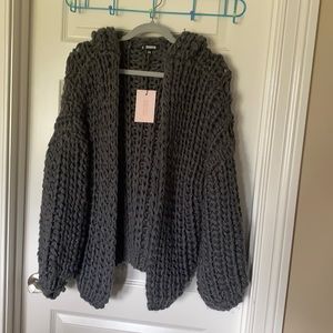 Dark gray Missguided Hand Knit Hooded Cardigan
